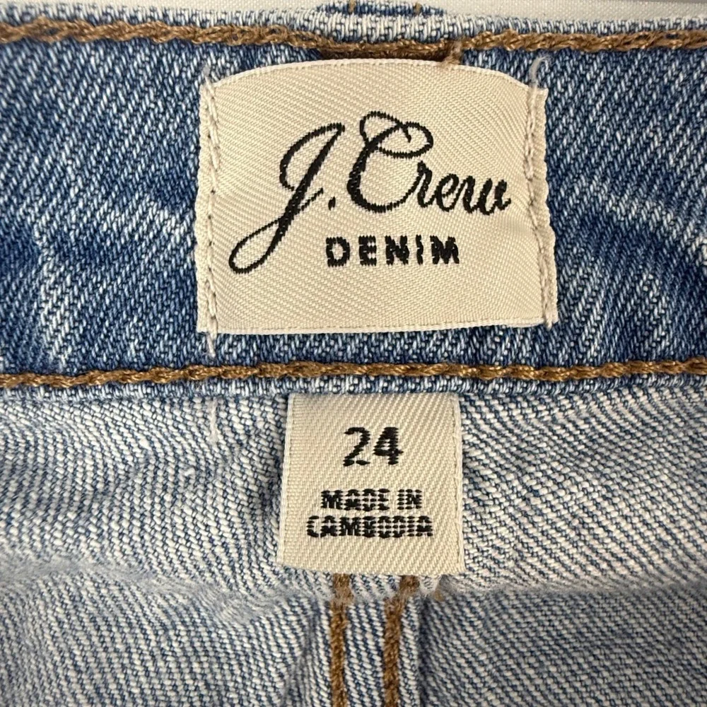 J.Crew Billie Demi-Boot Crop Jeans Light Wash Raw Hem Size 24 Mid Rise 9 Inch